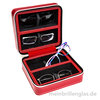 Reise brillenetui brillenbox vier rot offen